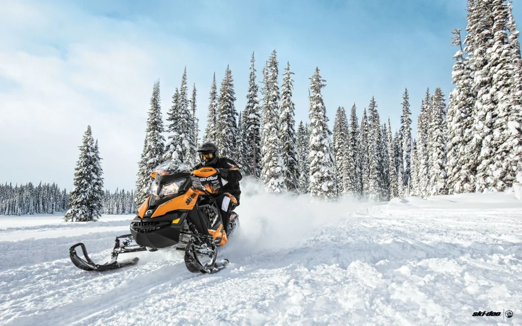 Snowmobiling on northern lights tour