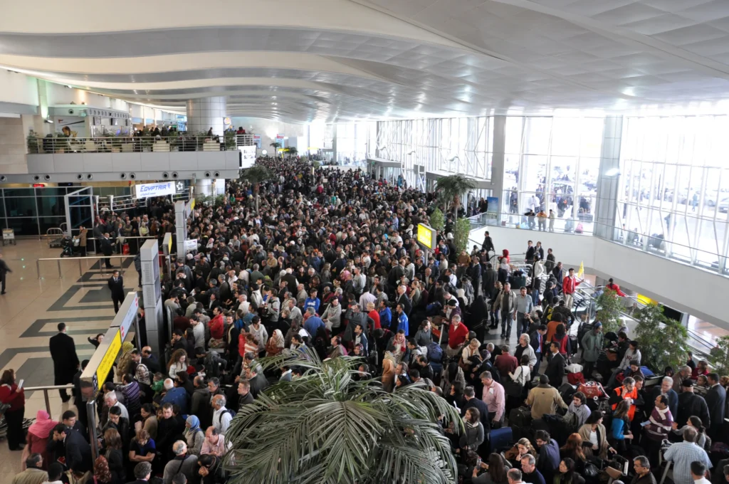 Crowded Terminal Due To Flight Delays