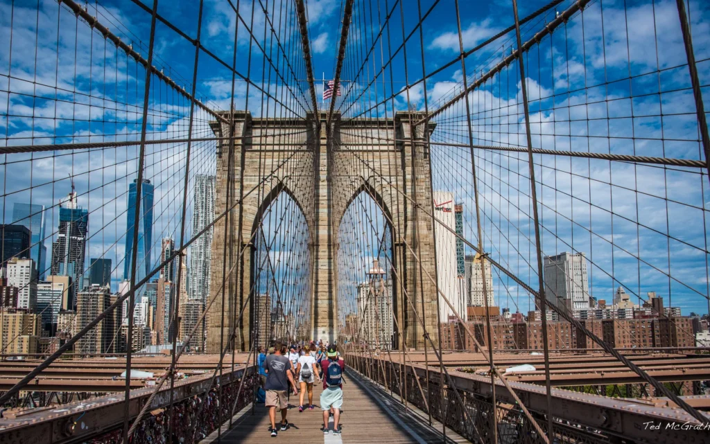 People Walking on Brooklyn Bridge